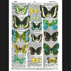 Earthy Butterflies Boho Dictionary Art Print